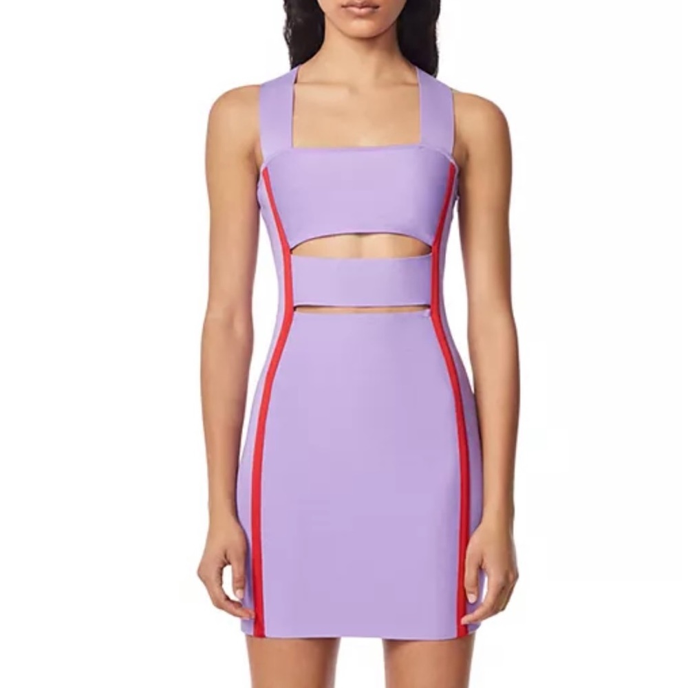 NWT HERVÉ BY HERVÉ LÉGER Cutout Bandage Mini Dress size M wisteria purple